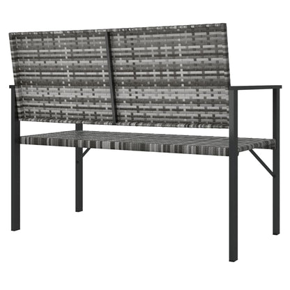 2-Seater Garden Bench Grey Poly Rattan