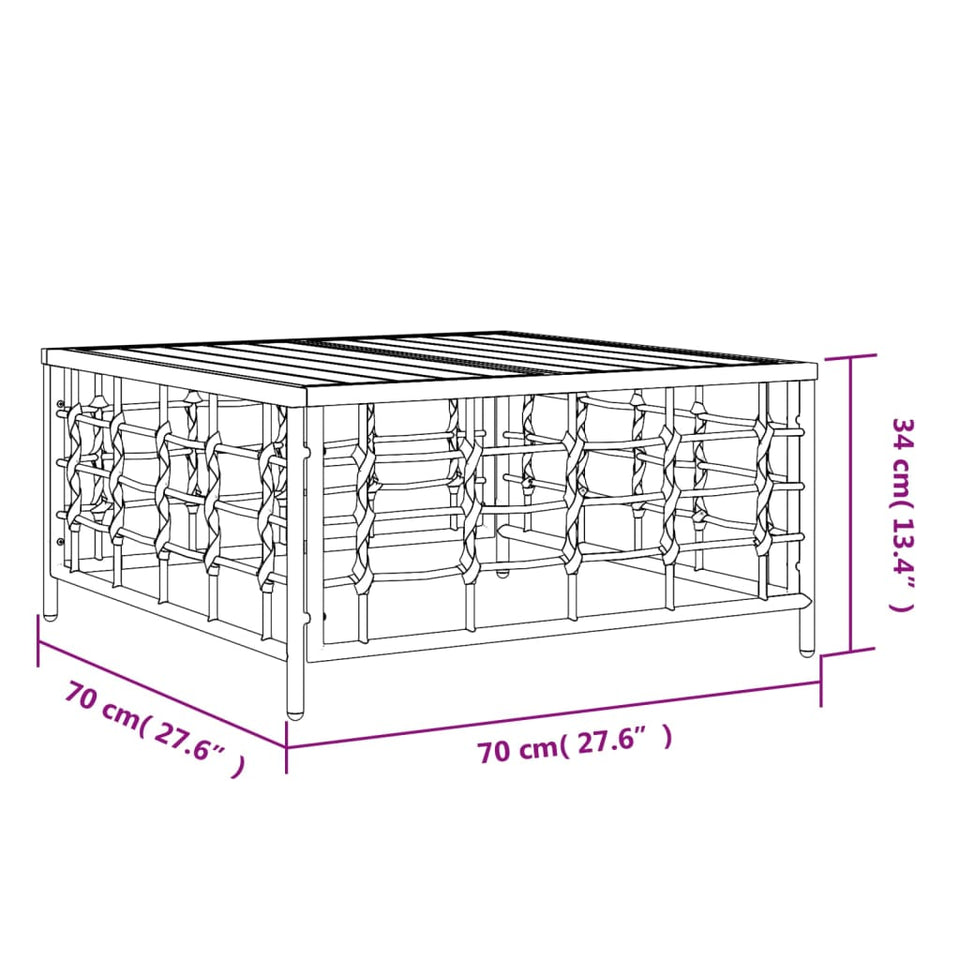 Garden Table Anthracite 70x70x34 cm Poly Rattan