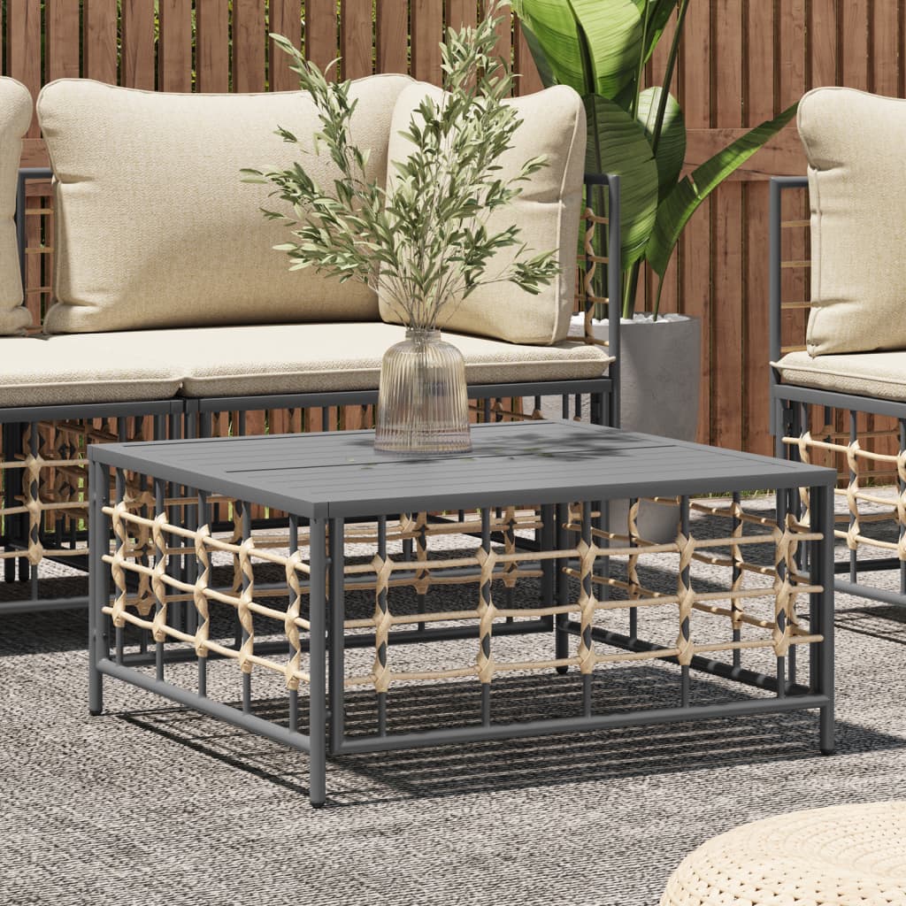 Garden Table Anthracite 70x70x34 cm Poly Rattan