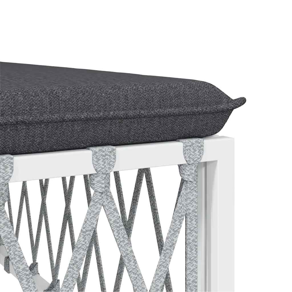 Patio Corner Sofa with Cushions White Woven Fabric