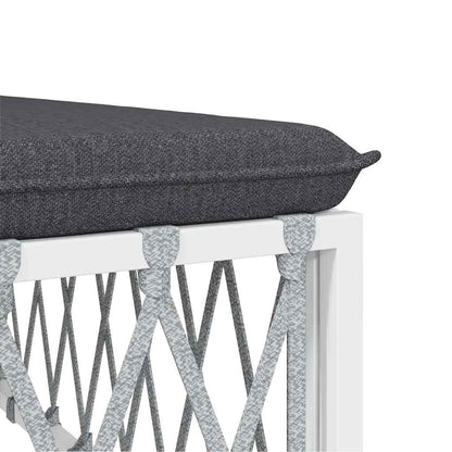 Patio Corner Sofa with Cushions White Woven Fabric