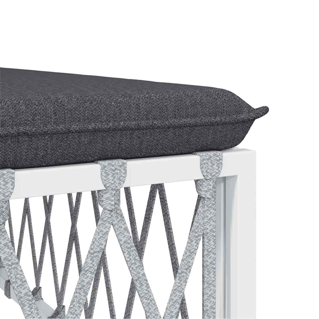Patio Middle Sofa with Cushions White Woven Fabric