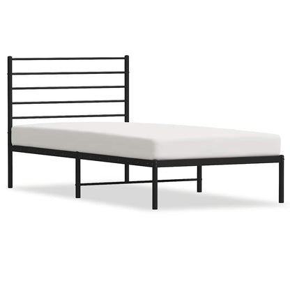 Metal Bed Frame without Mattress with Headboard Black 80x200cm