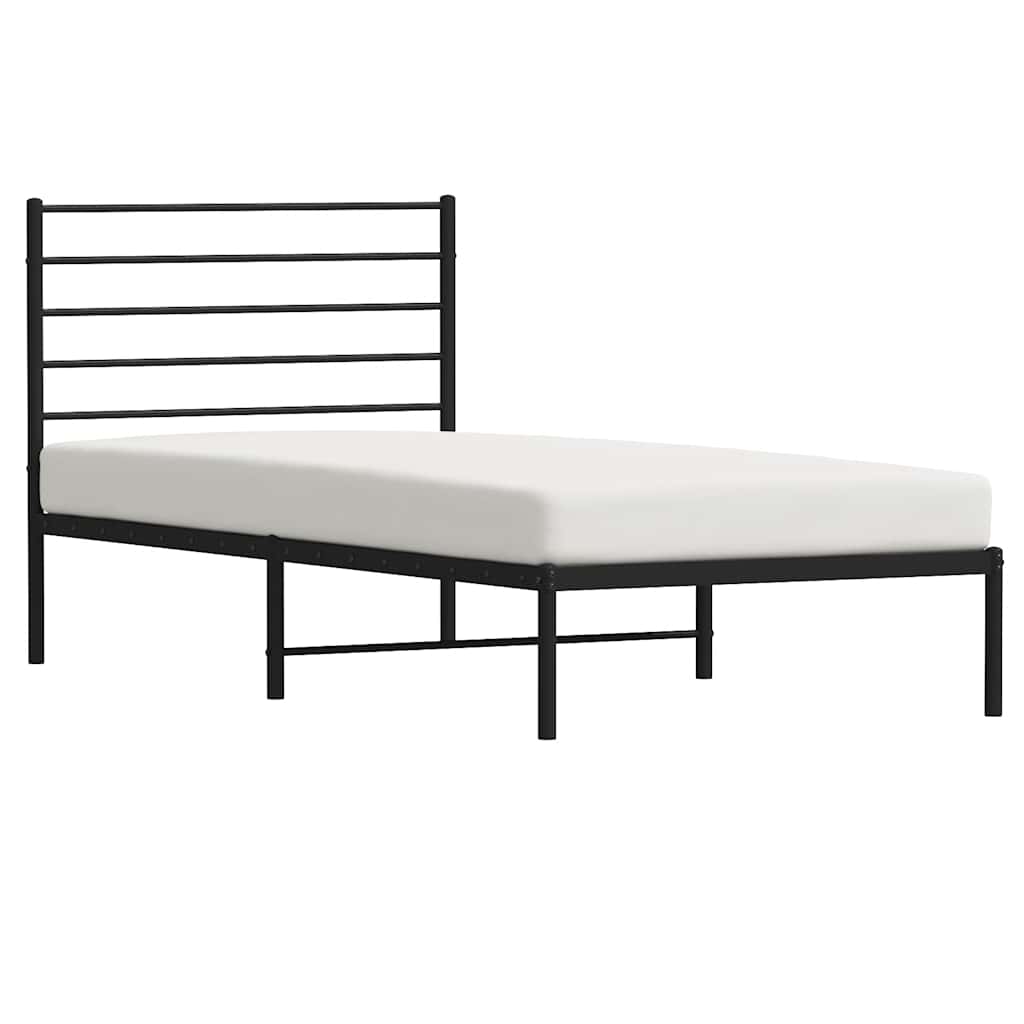 Metal Bed Frame without Mattress with Headboard Black 80x200cm