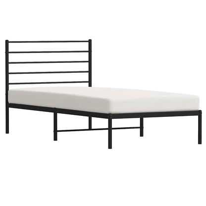 Metal Bed Frame without Mattress with Headboard Black 80x200cm
