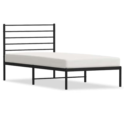 Metal Bed Frame without Mattress with Headboard Black 90x190cm