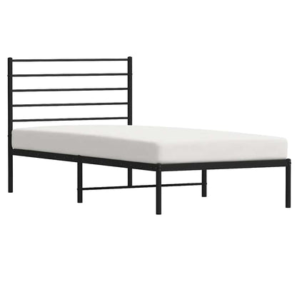 Metal Bed Frame without Mattress with Headboard Black 90x190cm