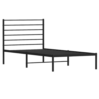 Metal Bed Frame without Mattress with Headboard Black 90x200cm