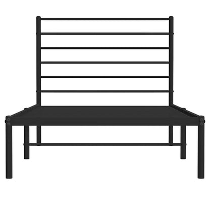 Metal Bed Frame without Mattress with Headboard Black 90x200cm