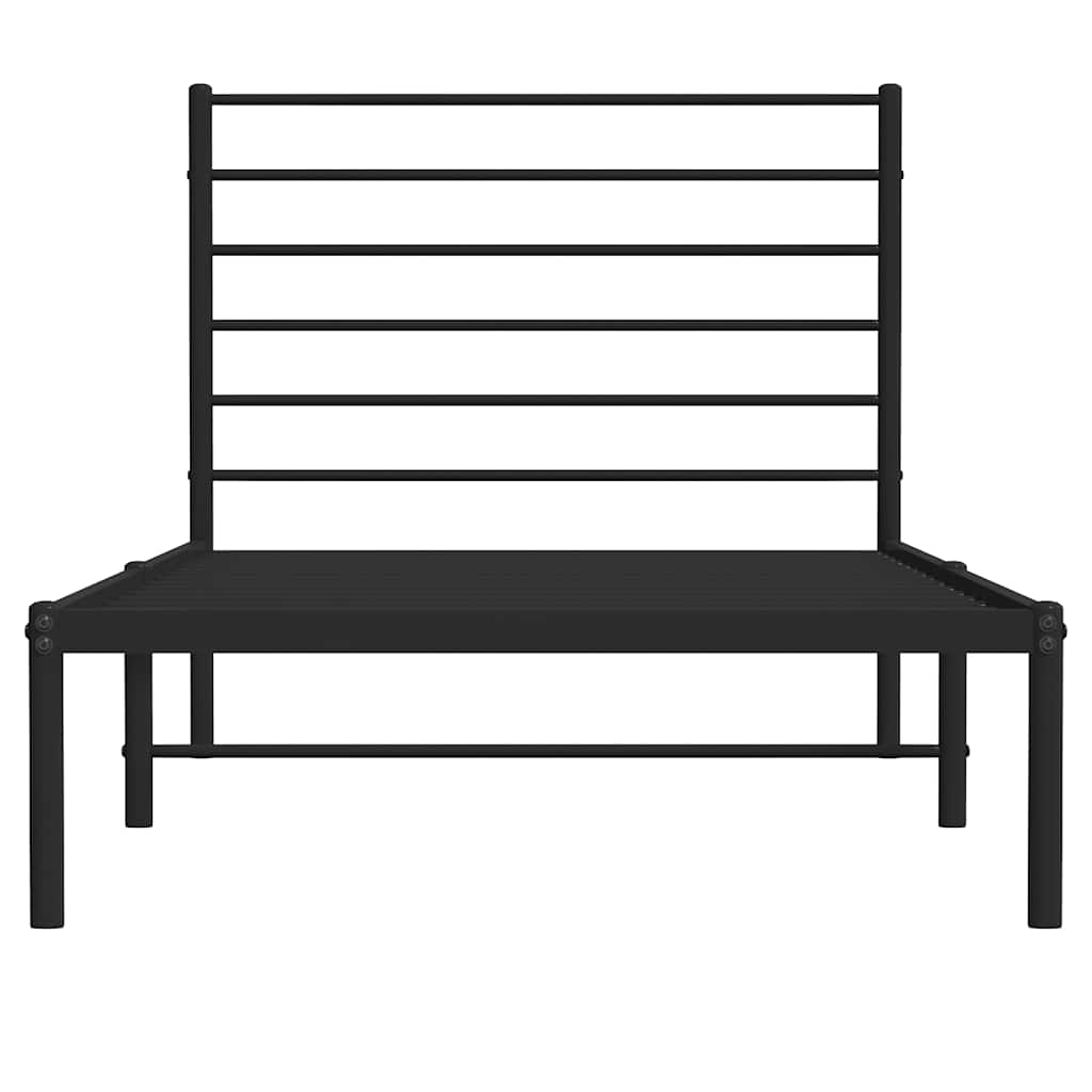 Metal Bed Frame without Mattress with Headboard Black 100x190cm