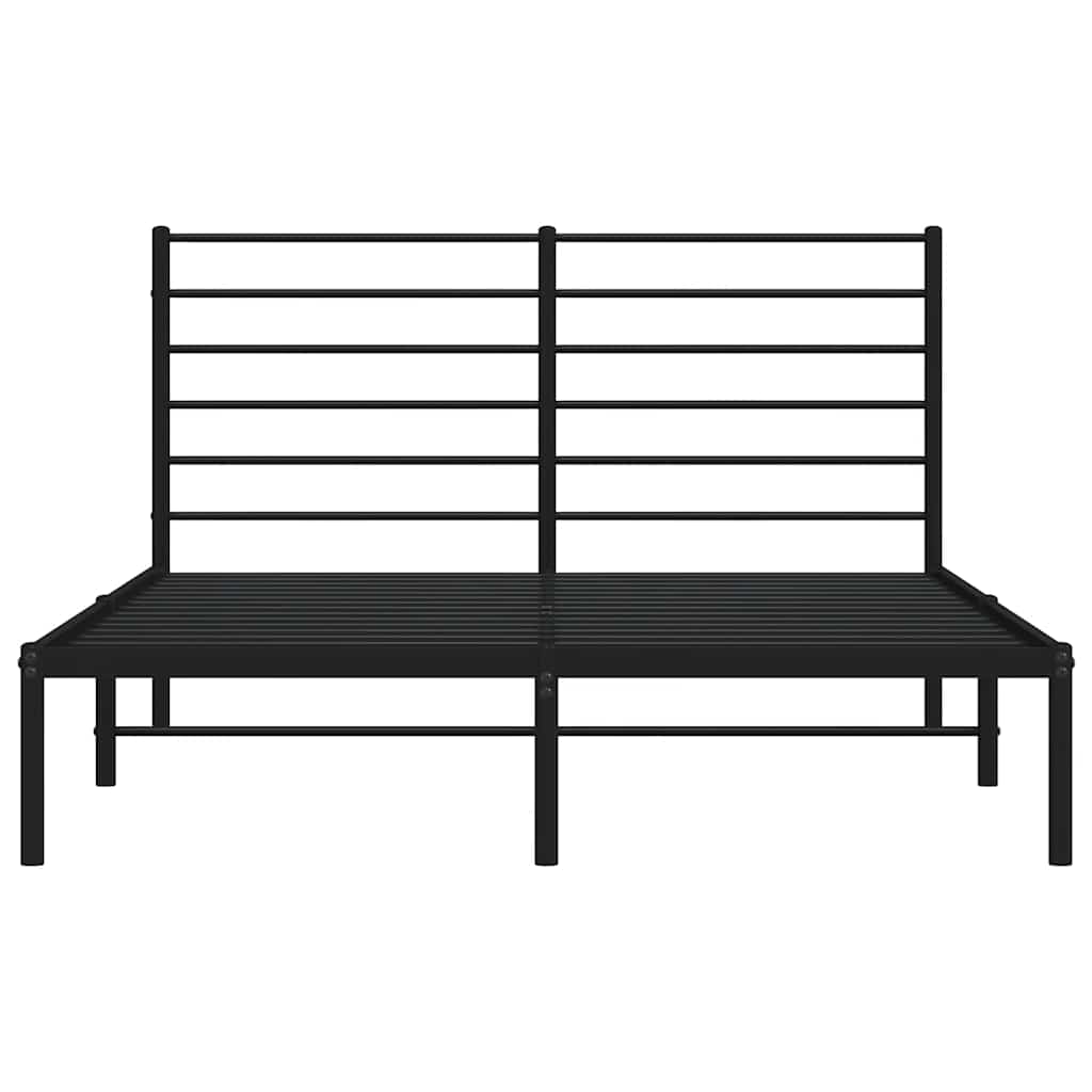 Metal Bed Frame without Mattress with Headboard Black 120x200cm