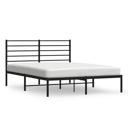 Metal Bed Frame without Mattress with Headboard Black 140x190cm