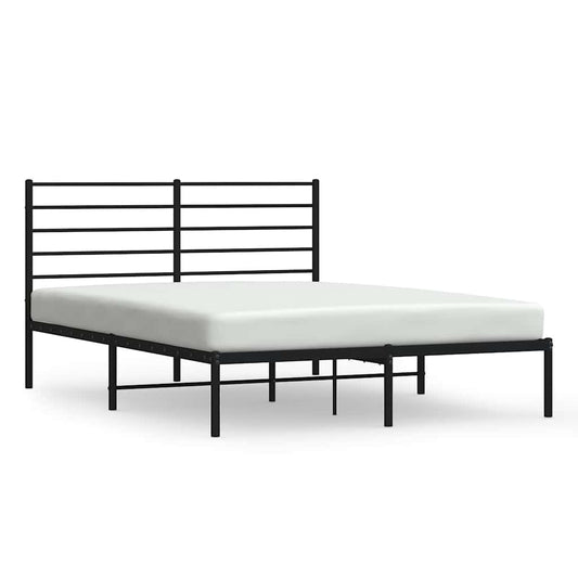 Metal Bed Frame without Mattress with Headboard Black 140x200cm