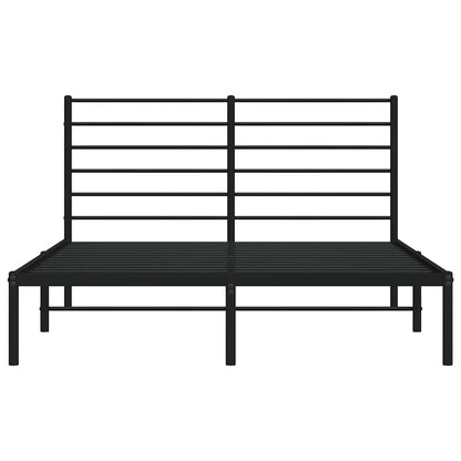 Metal Bed Frame without Mattress with Headboard Black 150x200cm