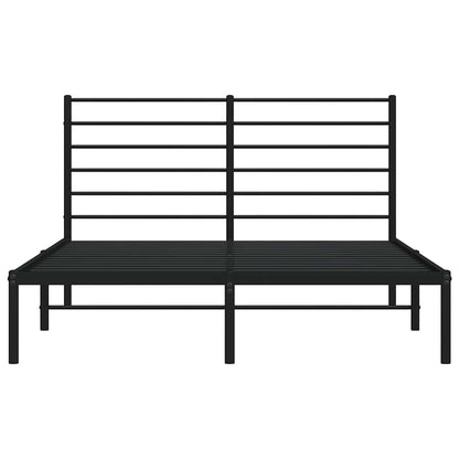 Metal Bed Frame without Mattress with Headboard Black 160x200cm