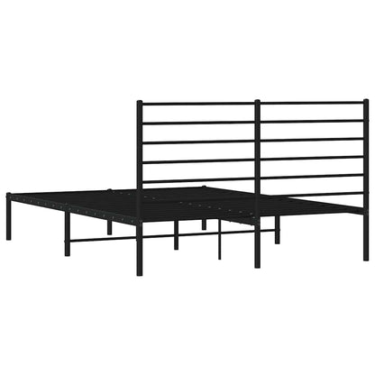 Metal Bed Frame without Mattress with Headboard Black 160x200cm