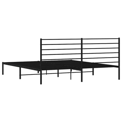 Metal Bed Frame without Mattress with Headboard Black 183x213cm
