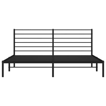 Metal Bed Frame without Mattress with Headboard Black 193x203cm