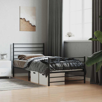 Metal Bed Frame without Mattress with Footboard Black 80x200cm