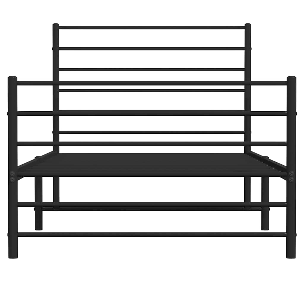 Metal Bed Frame without Mattress with Footboard Black 90x190cm
