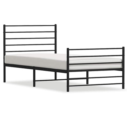 Metal Bed Frame without Mattress with Footboard Black 90x200cm