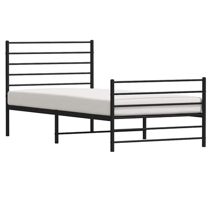 Metal Bed Frame without Mattress with Footboard Black 90x200cm