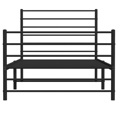 Metal Bed Frame without Mattress with Footboard Black 90x200cm