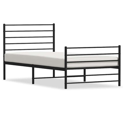 Bed Frame Black Powder-Coated Steel Twin Bed Frame Rectangular