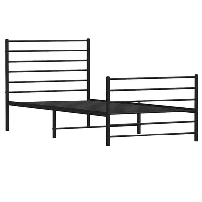 Bed Frame Black Powder-Coated Steel Twin Bed Frame Rectangular