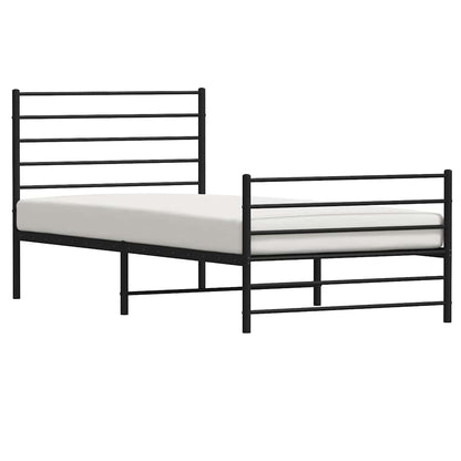 Metal Bed Frame without Mattress with Footboard Black 107x203cm