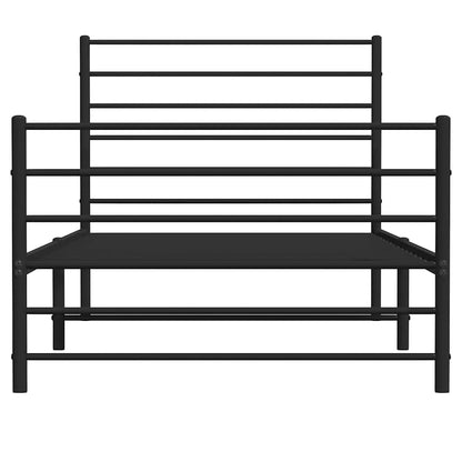 Metal Bed Frame without Mattress with Footboard Black 107x203cm