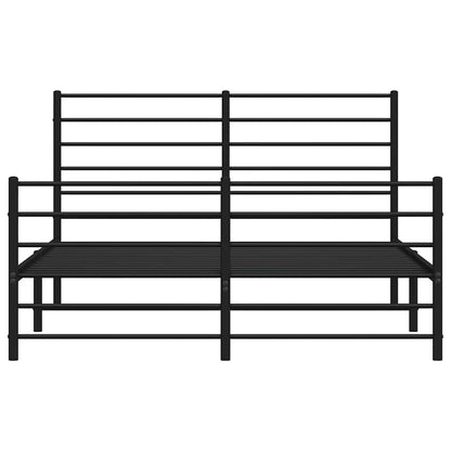 Metal Bed Frame without Mattress with Footboard Black 120x200cm