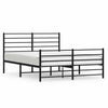 Metal Bed Frame without Mattress with Footboard Black 135x190cm