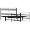 Metal Bed Frame without Mattress with Footboard Black 135x190cm