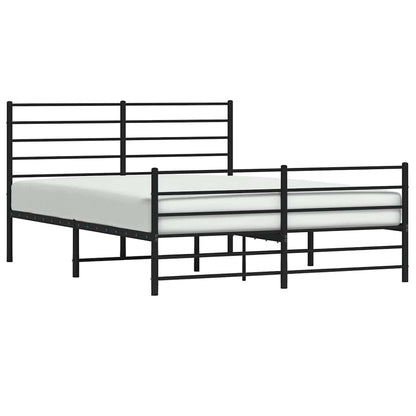 Metal Bed Frame without Mattress with Footboard Black 135x190cm