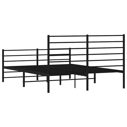 Metal Bed Frame without Mattress with Footboard Black 135x190cm