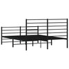 Metal Bed Frame without Mattress with Footboard Black 135x190cm