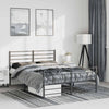 Metal Bed Frame without Mattress with Footboard Black 135x190cm