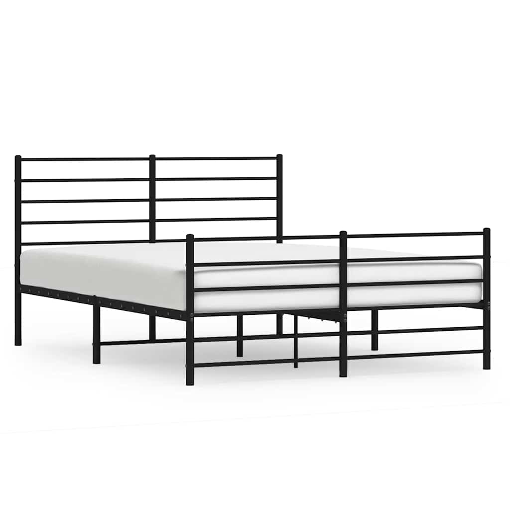 Metal Bed Frame without Mattress with Footboard Black 140x190cm