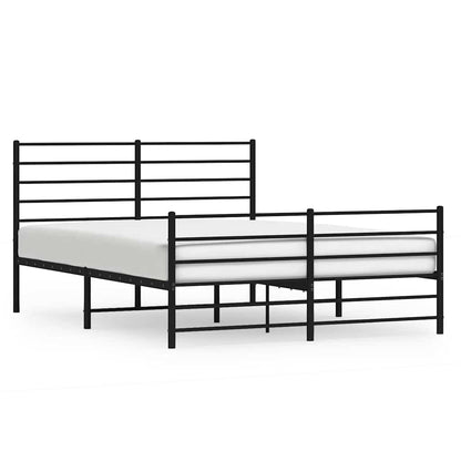 Metal Bed Frame without Mattress with Footboard Black 140x190cm
