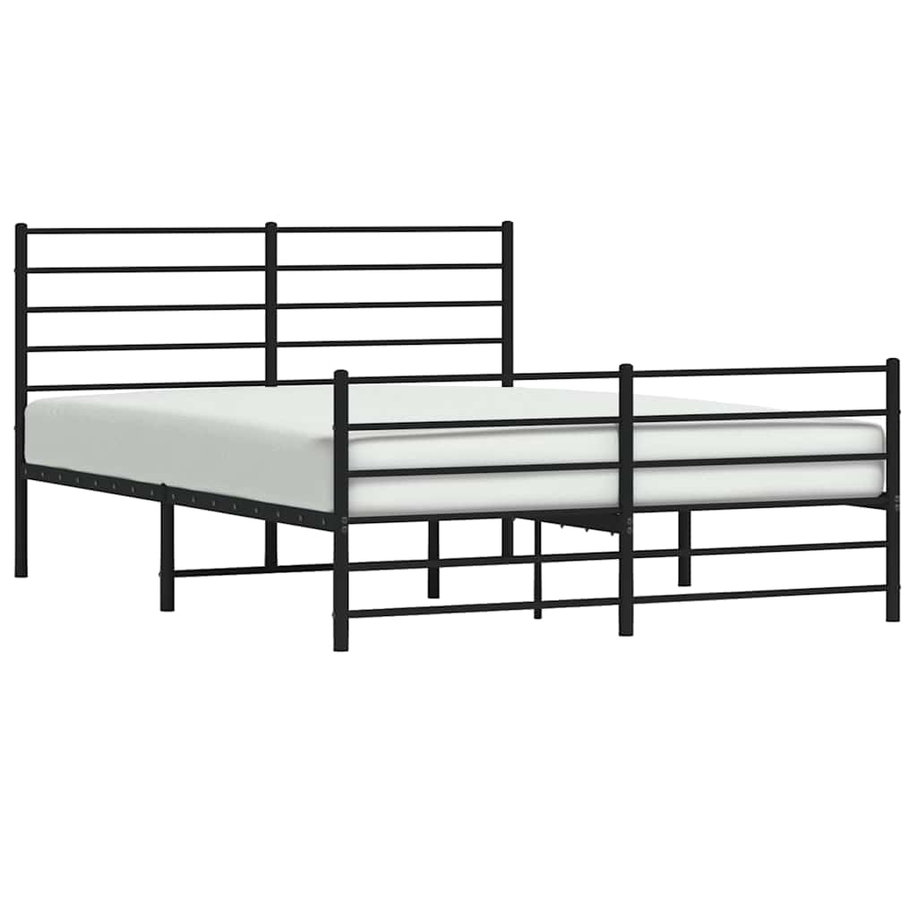Metal Bed Frame without Mattress with Footboard Black 140x190cm