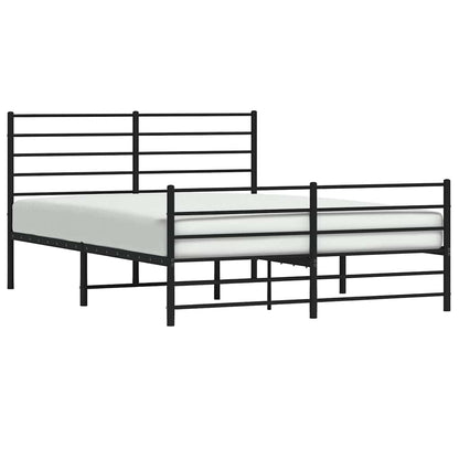 Metal Bed Frame without Mattress with Footboard Black 140x190cm