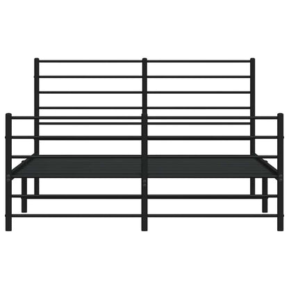 Metal Bed Frame without Mattress with Footboard Black 140x190cm