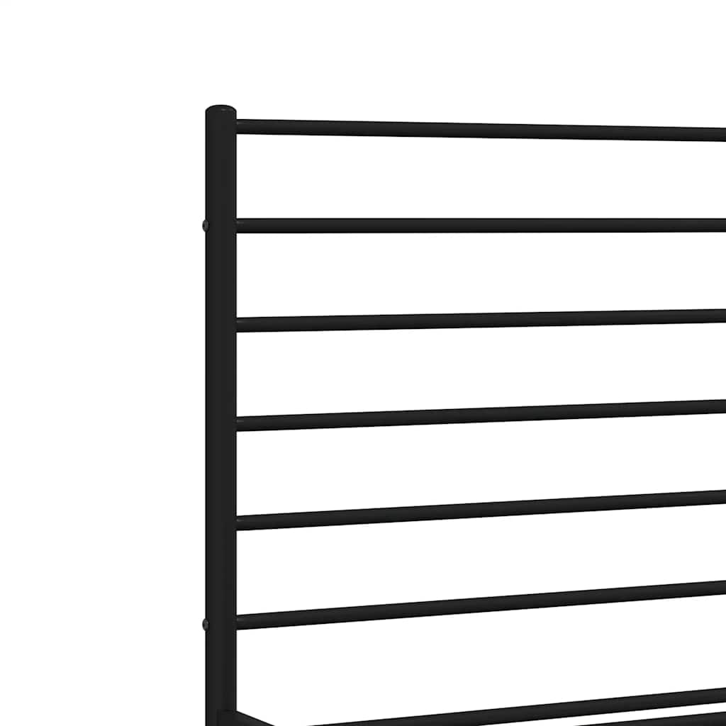 Metal Bed Frame without Mattress with Footboard Black 140x190cm
