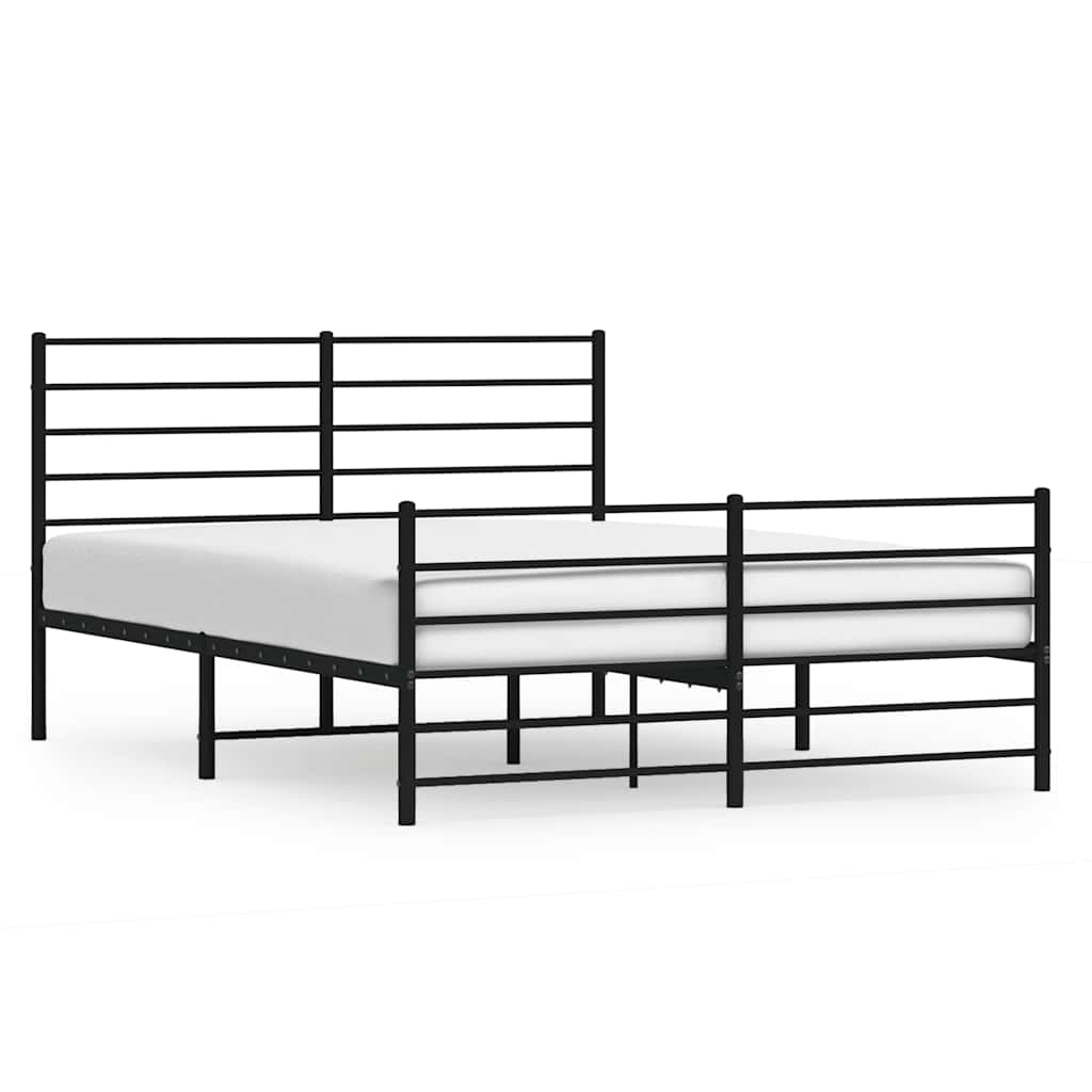 Metal Bed Frame without Mattress with Footboard Black 140x200cm