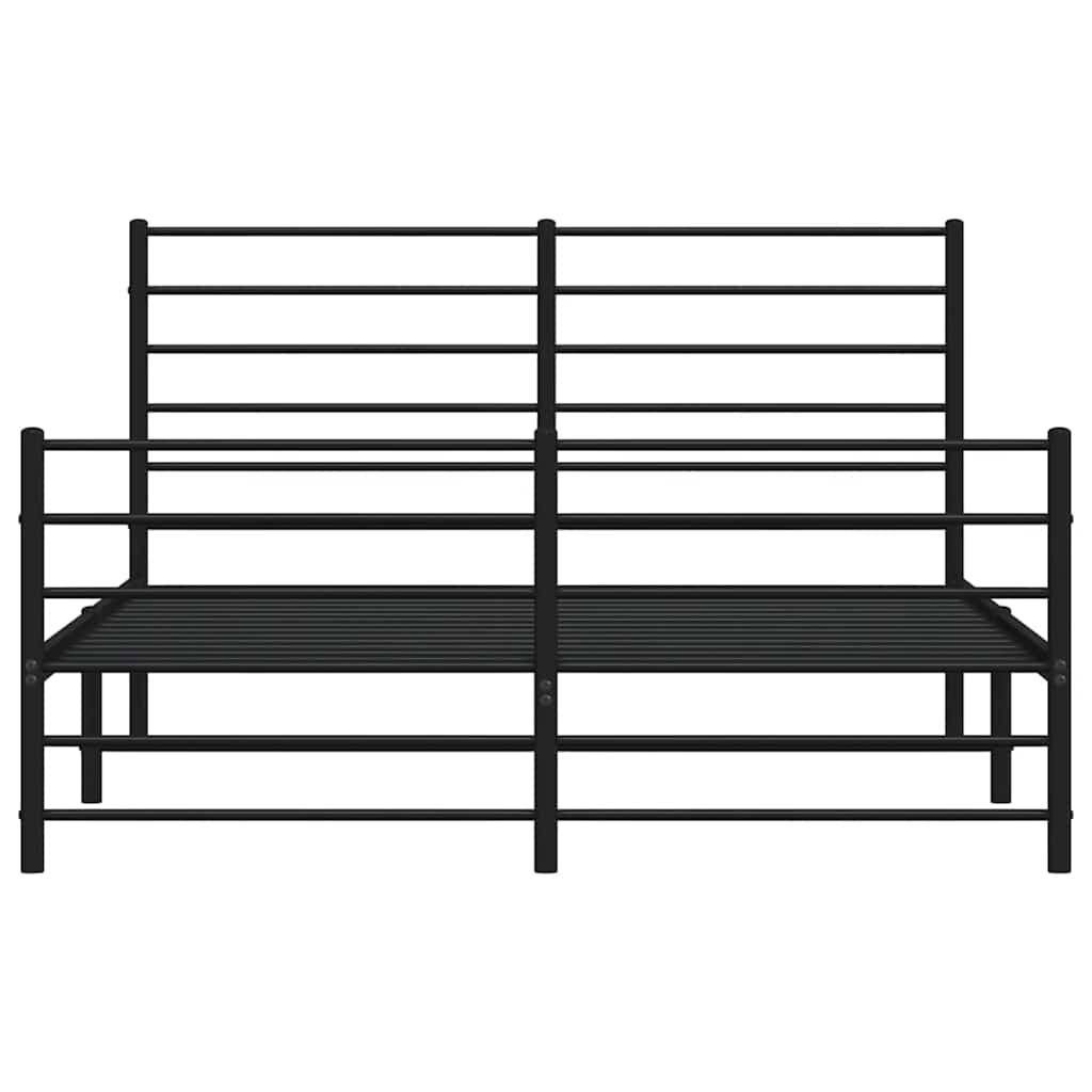 Metal Bed Frame without Mattress with Footboard Black 150x200cm