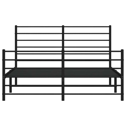 Metal Bed Frame without Mattress with Footboard Black 150x200cm