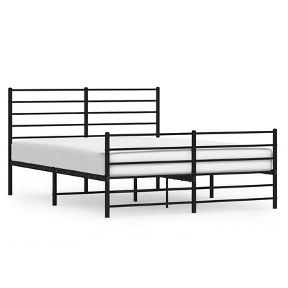 Metal Bed Frame without Mattress with Footboard Black 160x200cm