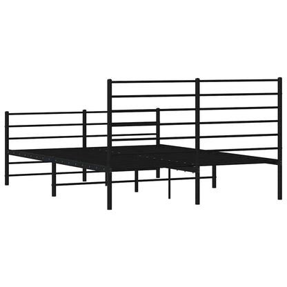 Metal Bed Frame without Mattress with Footboard Black 160x200cm