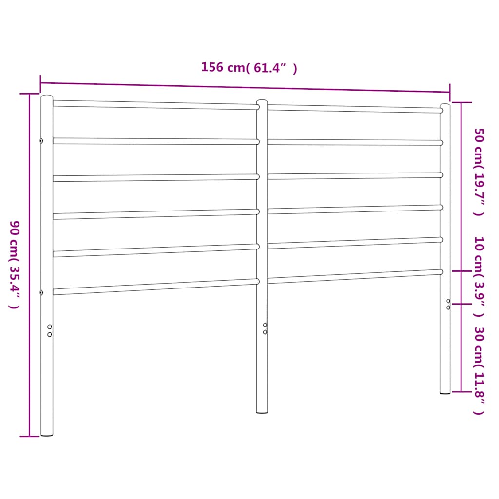 Metal Replace Headboard Black 150 cm